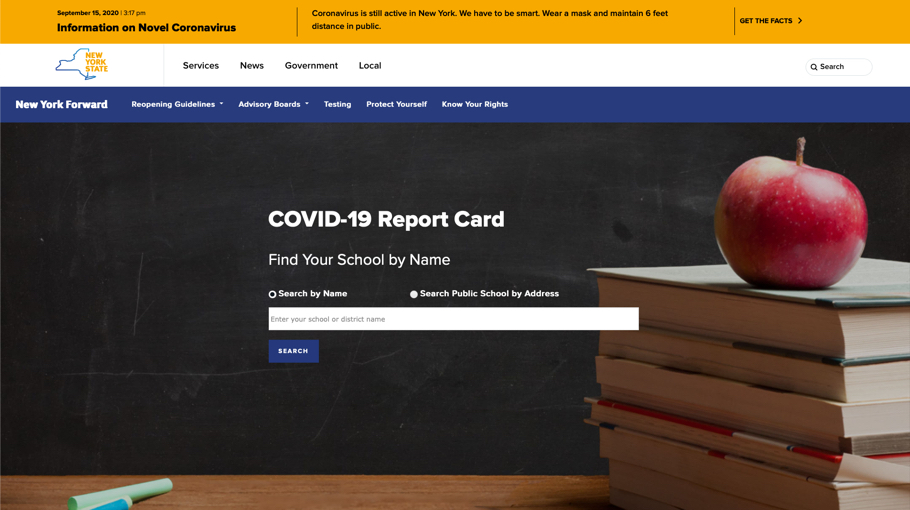 New York State Launches an Online COVID Report Card for Schools and School Districts